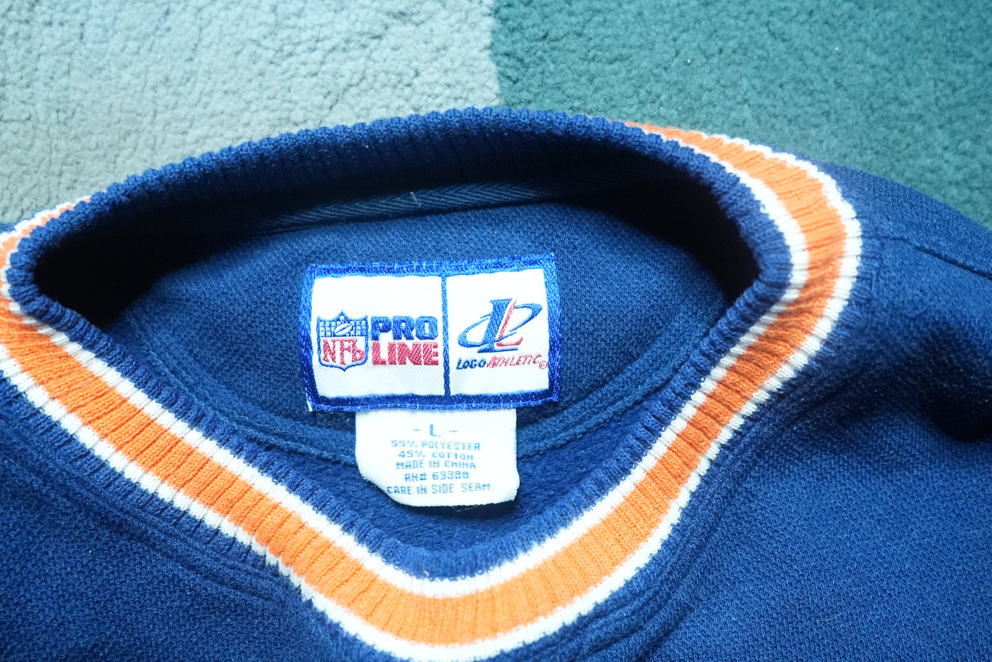 Denver Broncos Crewneck Sweatshirt Orange Navy L