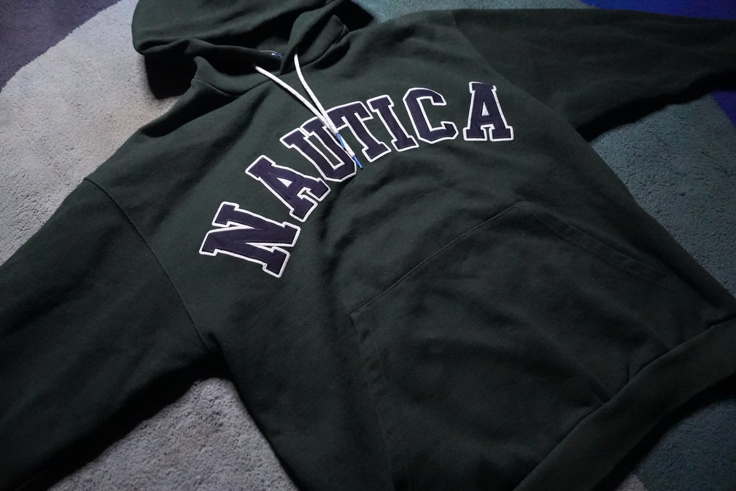Nautica Green Fleece Pullover Hoodie L