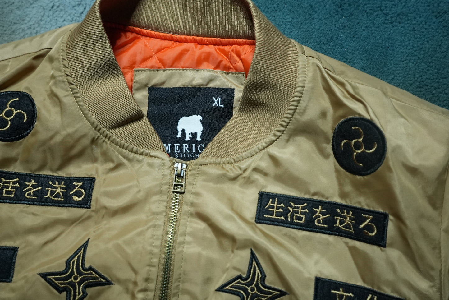 American Stitch Japan Embroidered Satin Bomber Jacket Size XL