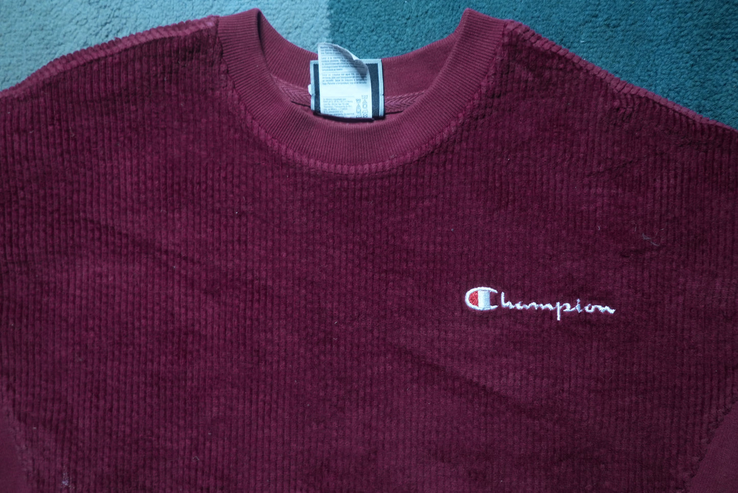 Champion Women's Red Corduroy Crewneck Sweater Size M
